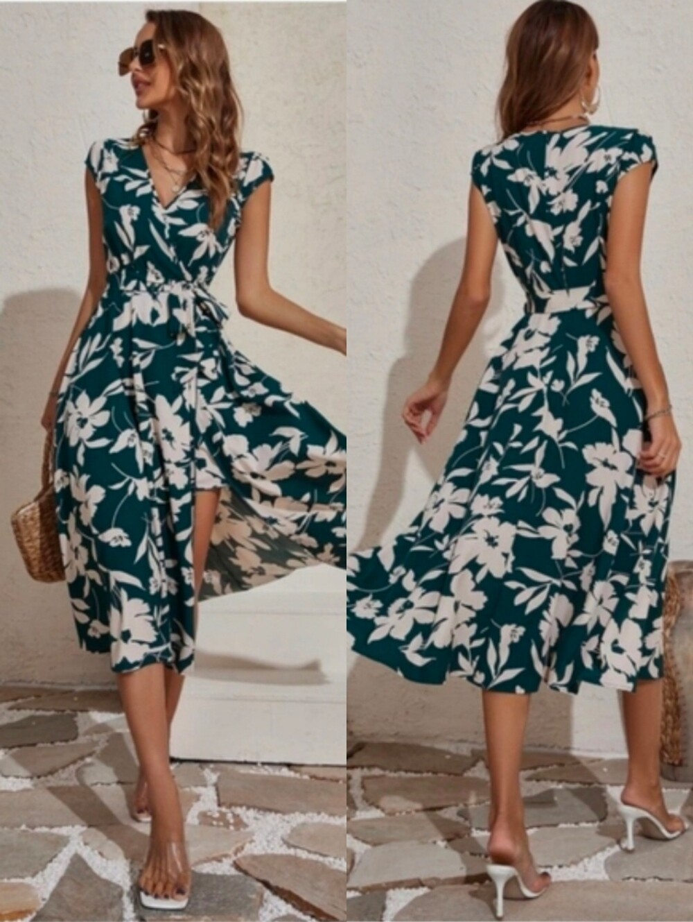 NWOT SHEIN S Resortwear Boho Vacation Wedding Guest Floral Party Midi Dress
